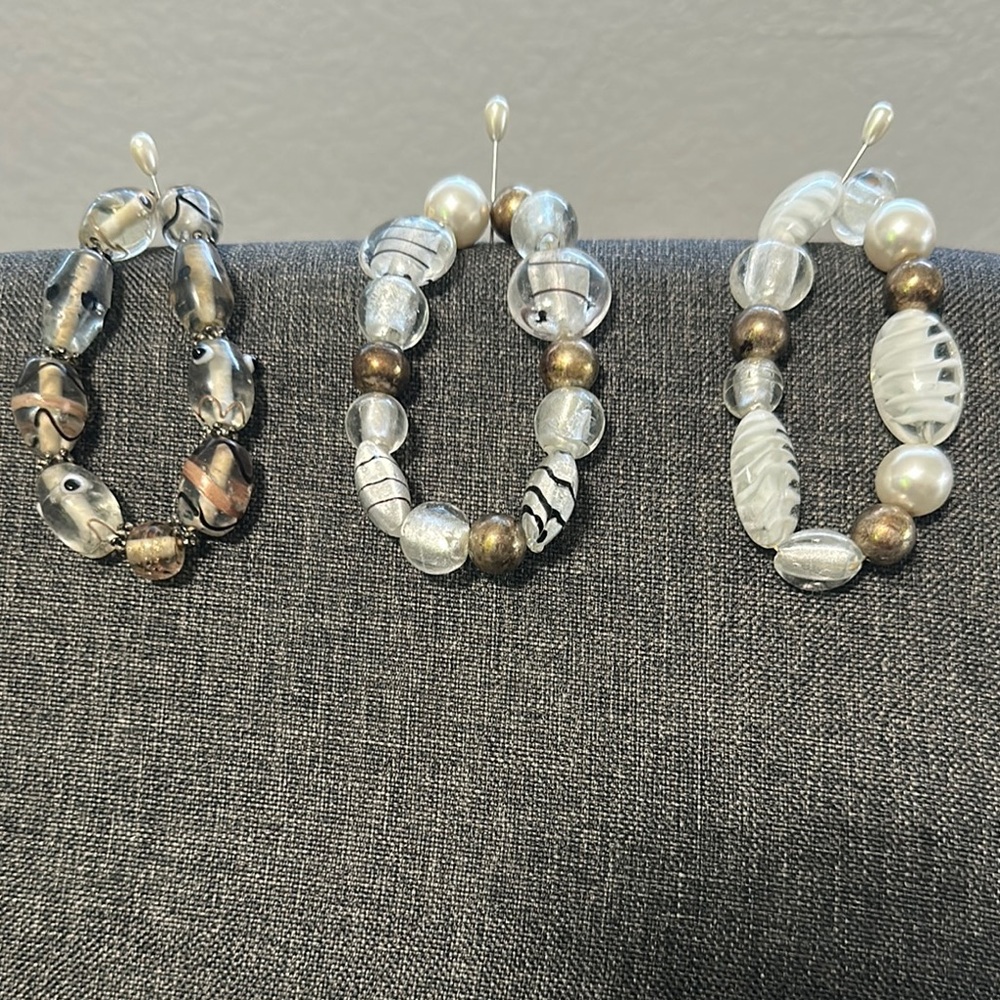 Elegant Beaded Bracelets - White and Brown